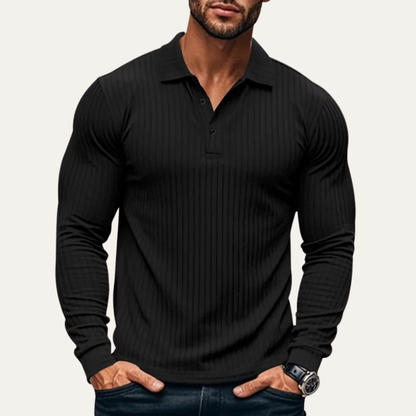 Men's Ribbed Knitted Polo Shirt