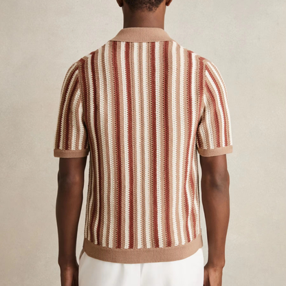 Men's Vintage Stripe Knit Button Up Shirt