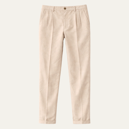 Men's Slim Fit Linen Dress Pants Lightweight Beige - VibreMode