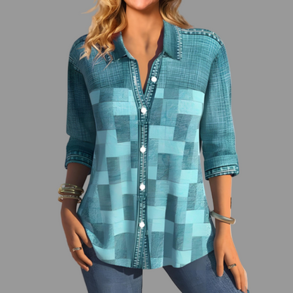 Women's Down Blouse Button Front Venalin Everyday Style