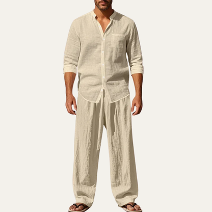 Mens Casual Linen Shirt And Pants Set