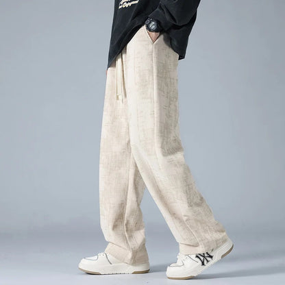 Men's Relaxed Fit Ribbed Drawstring Pants Casual - VibreMode