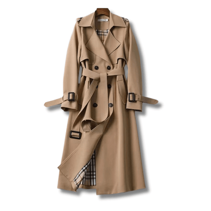 Women's Classic Double-Breasted Trench Coat - VibreMode