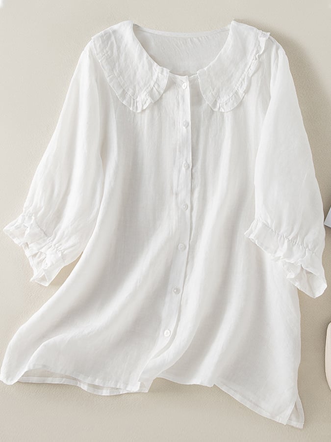 Female Floral V-Neck Button Down Blouse Top