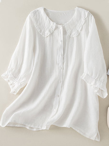 Female Floral V-Neck Button Down Blouse Top