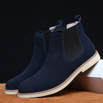 Men's Leather Suede Chelsea Boots Fur Lined