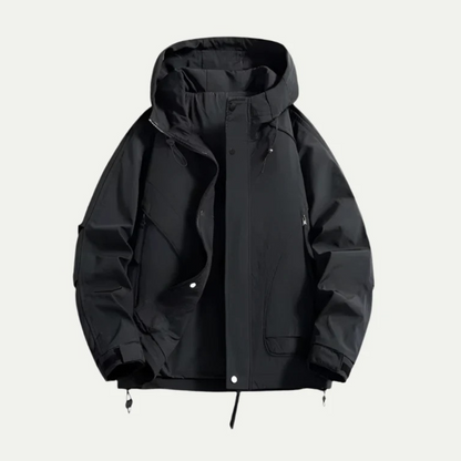 Men's Waterproof Windbreaker Lightweight Hooded Jacket