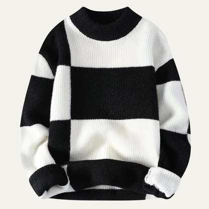 Men's Striped Knit Sweater Casual Round Neck