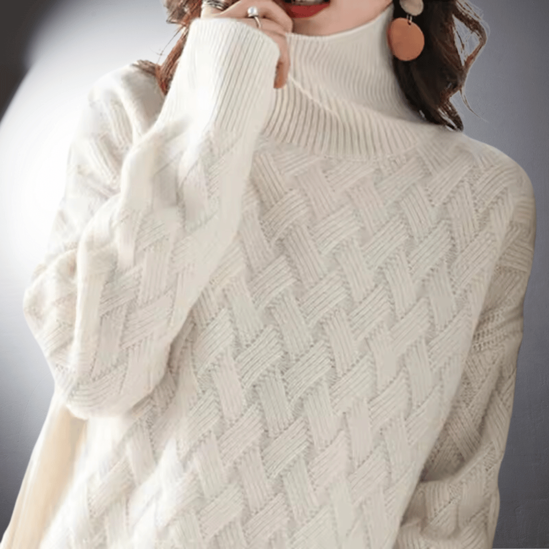 Women's Diamond Weave Turtleneck Sweater