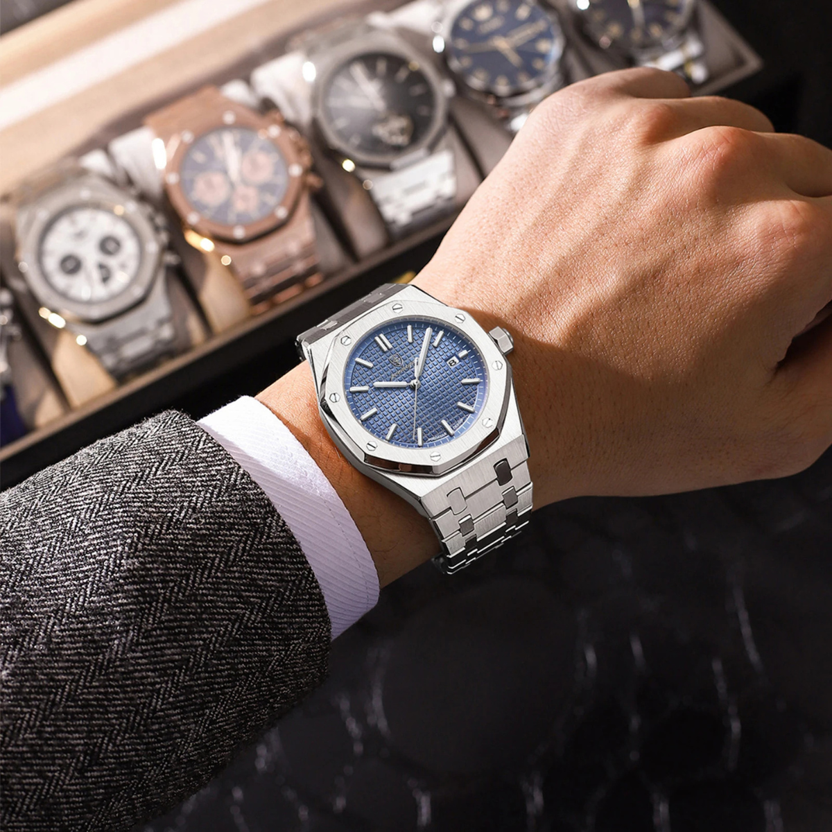 Men's Stainless Steel Quartz Watch Waterproof