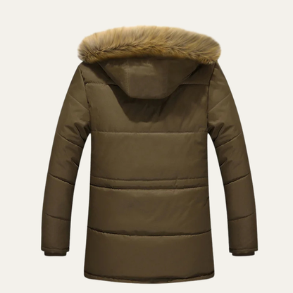 Men's Cotton Padded Winter Coat Fur Hood