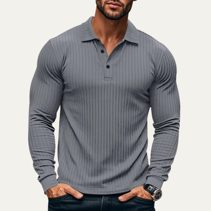 Men's Ribbed Knitted Polo Shirt