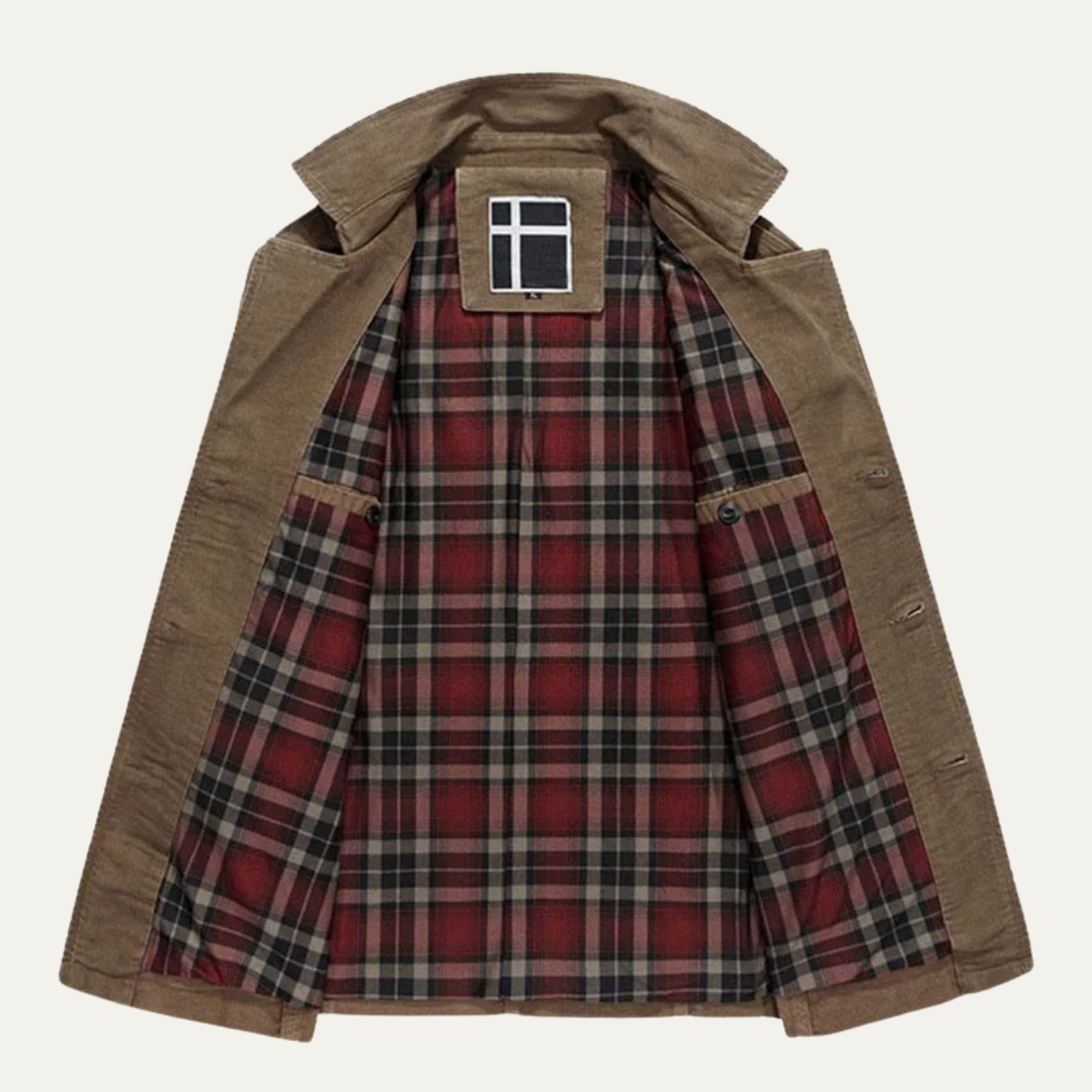 Men's Wool Coat Double Breasted Plaid Lining
