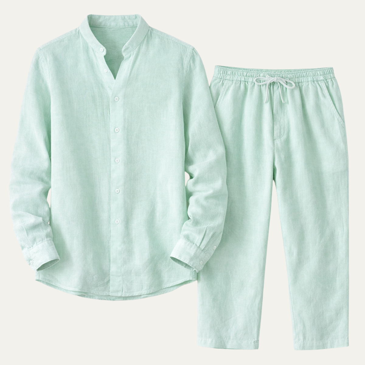 Men's Cotton Linen Shirt And Pants Set - VibreMode