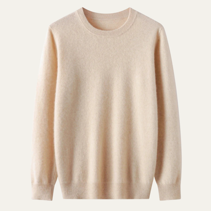 Men's Merino Wool Sweater O Neck Winter Beige