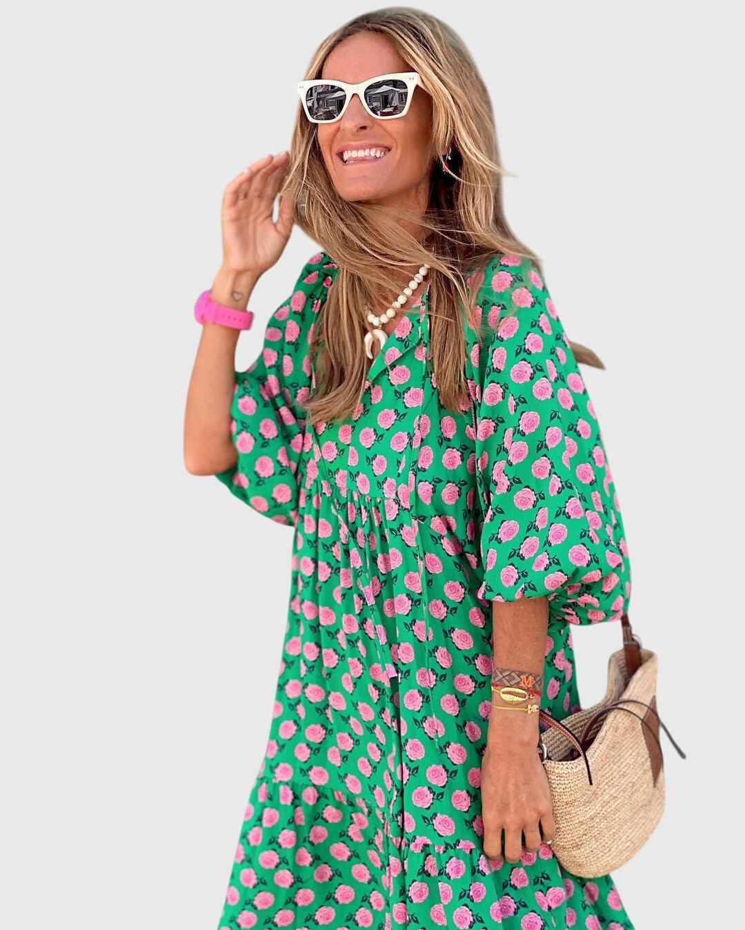 Floral Print Long Summer Dress For Ladies