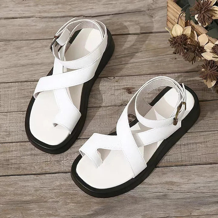 Comfortable Women's Flat Buckle Strap Sandals - VibreMode