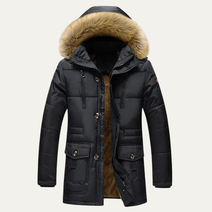 Men's Warm Winter Parka Jacket Fur Hood