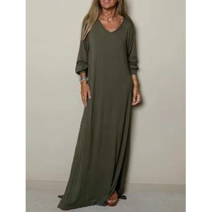 Relaxed Fit V-neck Long Dress