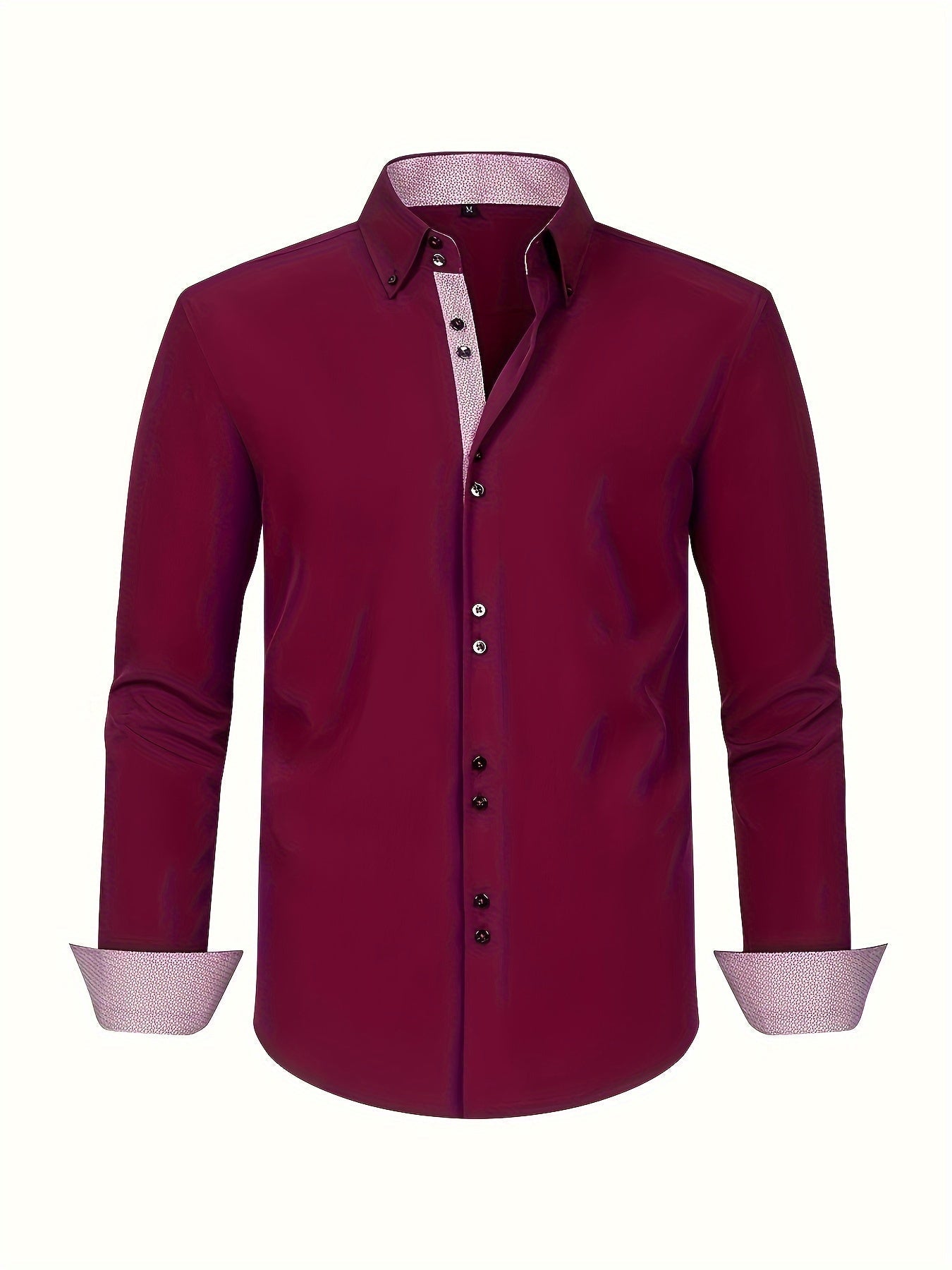 Men's Long Sleeve Button Down Shirt Contrast Trim