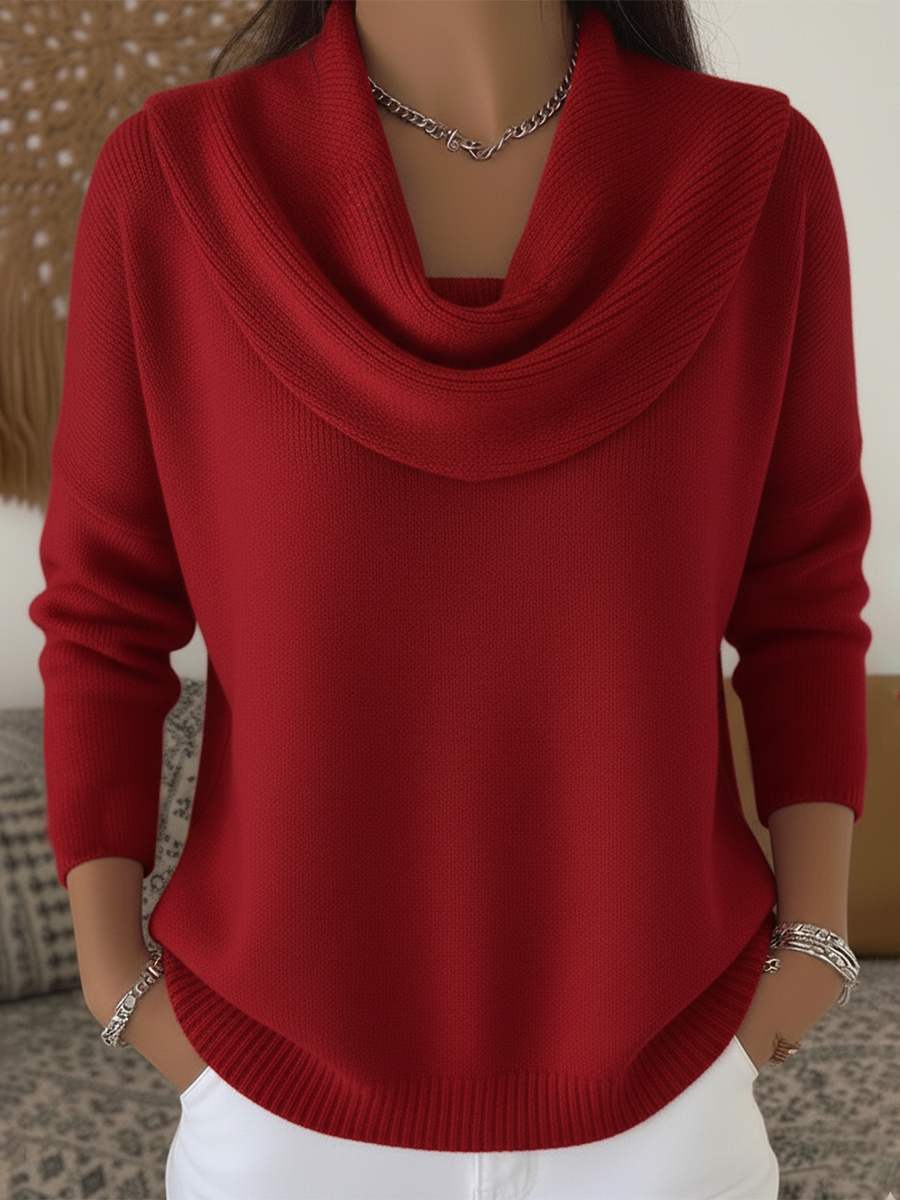 Women's Long Sleeve Cowl Neck Sweater - VibreMode