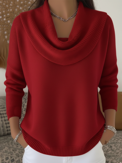 Women's Long Sleeve Cowl Neck Sweater - VibreMode