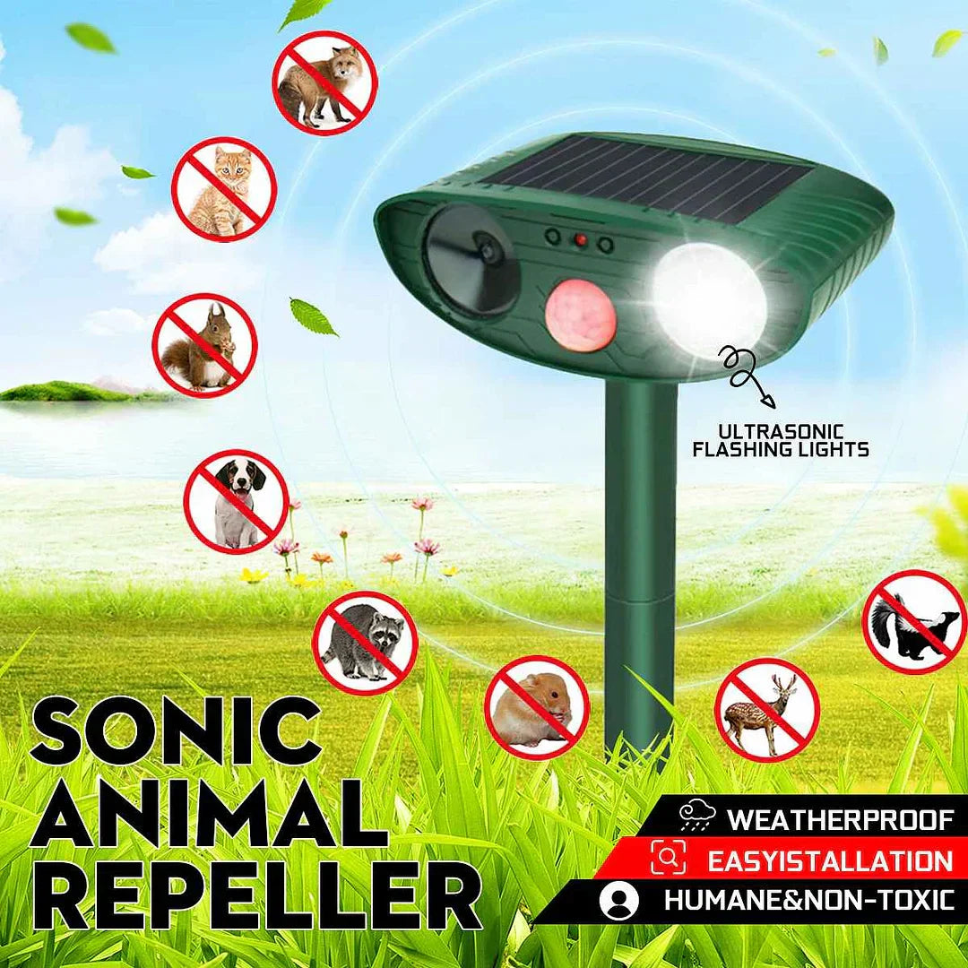 Solar Powered Ultrasonic Animal Repeller Motion Activated - VibreMode