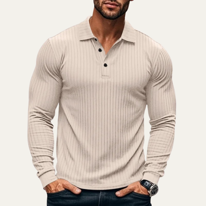 Men's Ribbed Knitted Polo Shirt