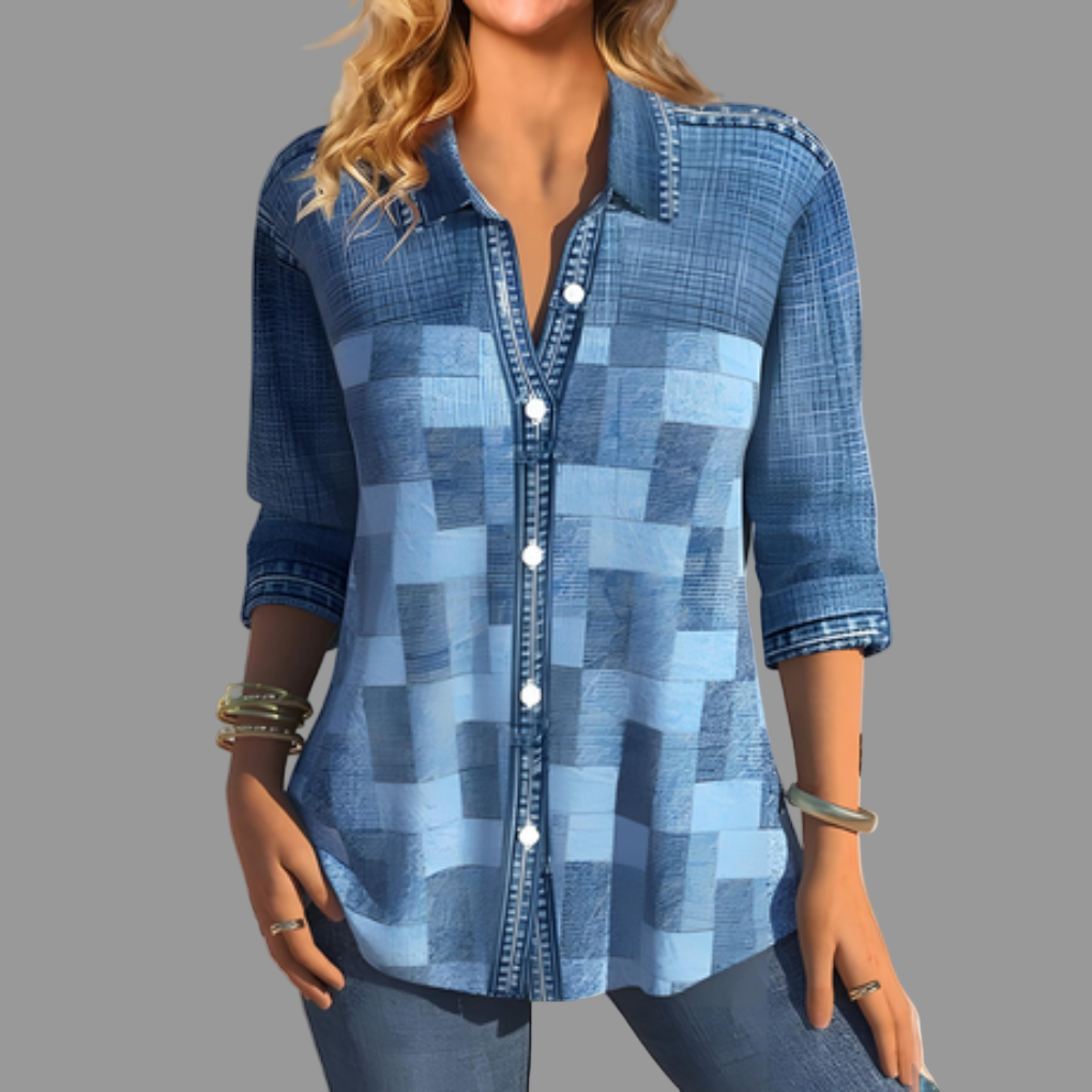 Women's Down Blouse Button Front Venalin Everyday Style