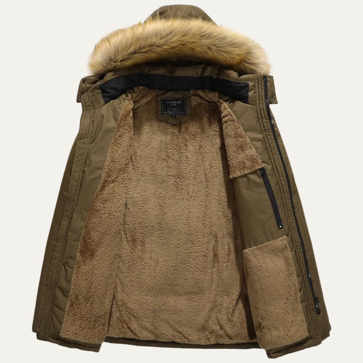 Men's Cotton Padded Winter Coat Fur Hood