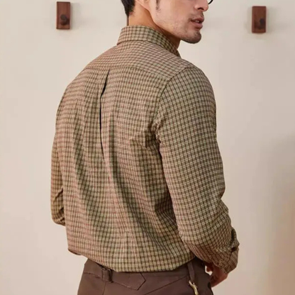 Men's Vintage Checkered Dress Shirt