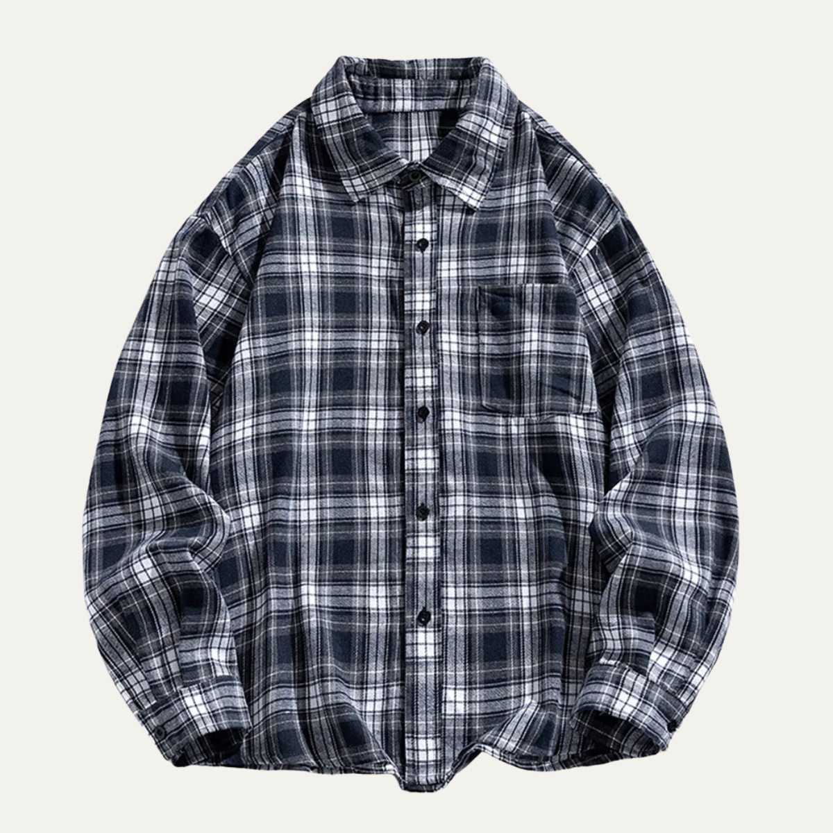 Men's Plaid Casual Shirt Loose Fit Retro Style