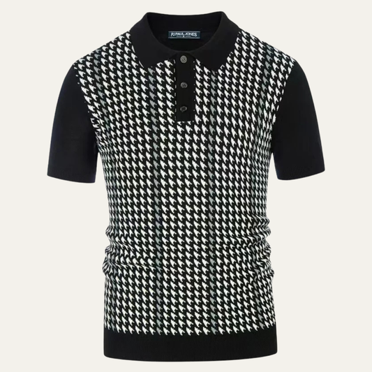 Amarone Men's Polo Shirt Contrast Pattern Knit - VibreMode