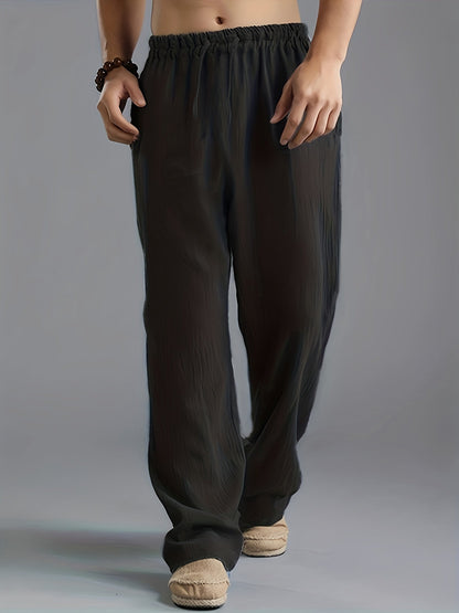 Men's Linen Pants Breathable Beige - VibreMode