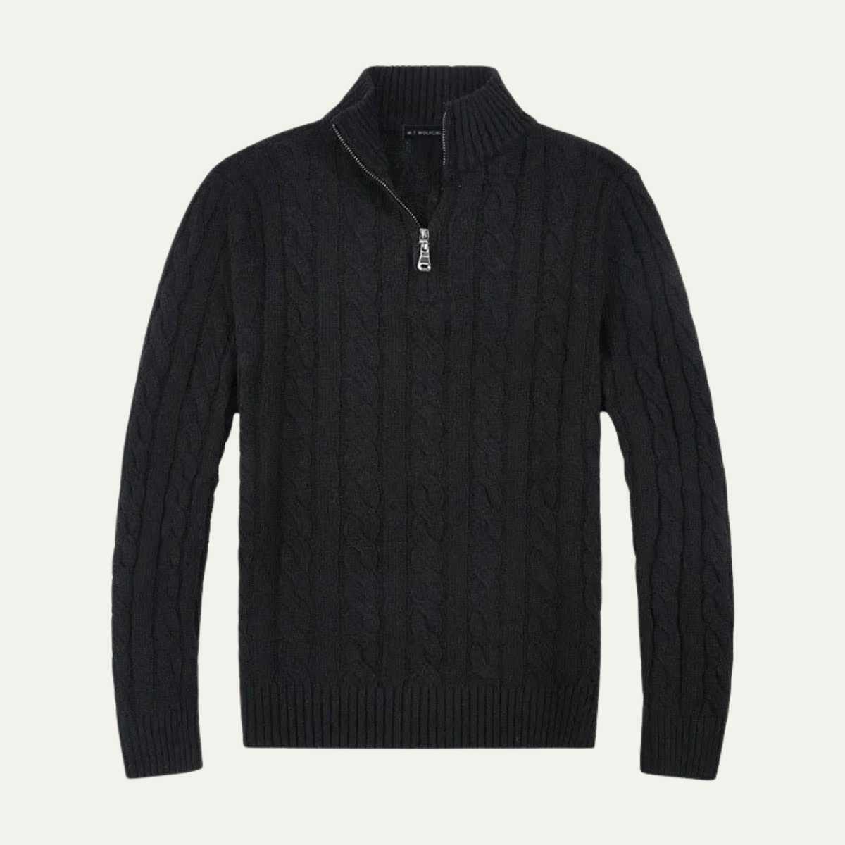 Men's Cable Knit Quarter Zip Sweater High Neck - VibreMode