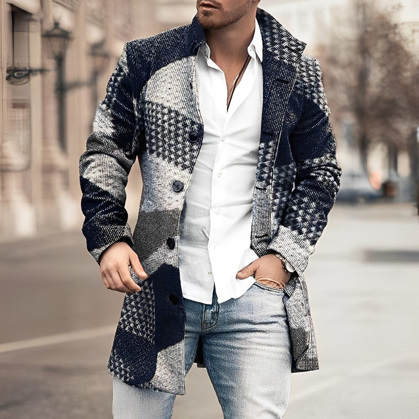 Classic Fit Mens Long Trench Coat