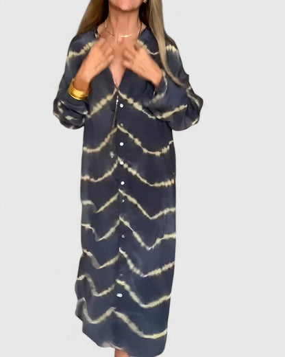 Colorful Tie Dye Button Down Midi Dress for Women