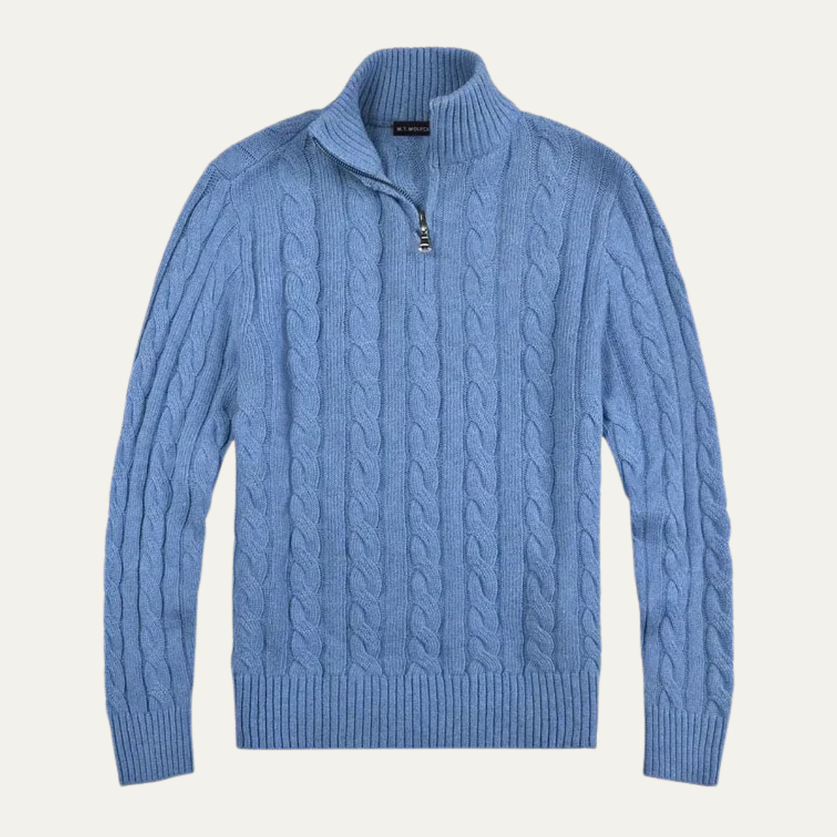 Men's Cable Knit Quarter Zip Sweater High Neck