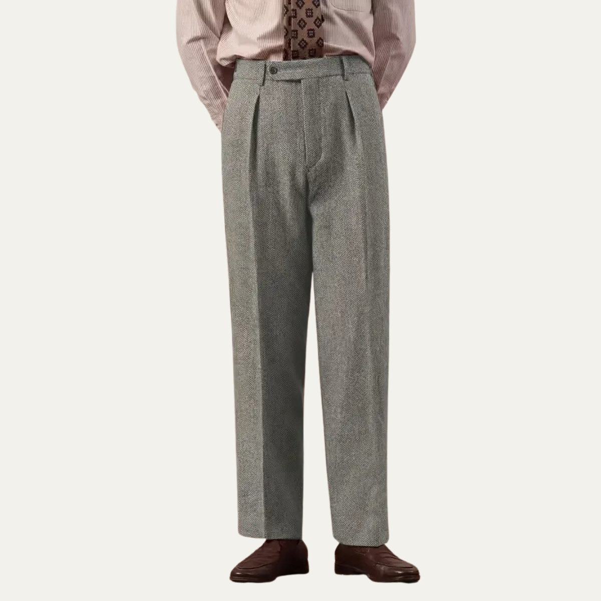 Men's High Waist Pleated Dress Pants