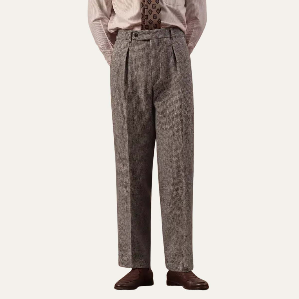 Men's High Waist Pleated Dress Pants