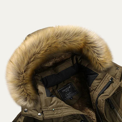 Men's Cotton Padded Winter Coat Fur Hood