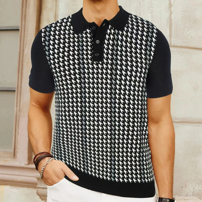 Amarone Men's Polo Shirt Contrast Pattern Knit