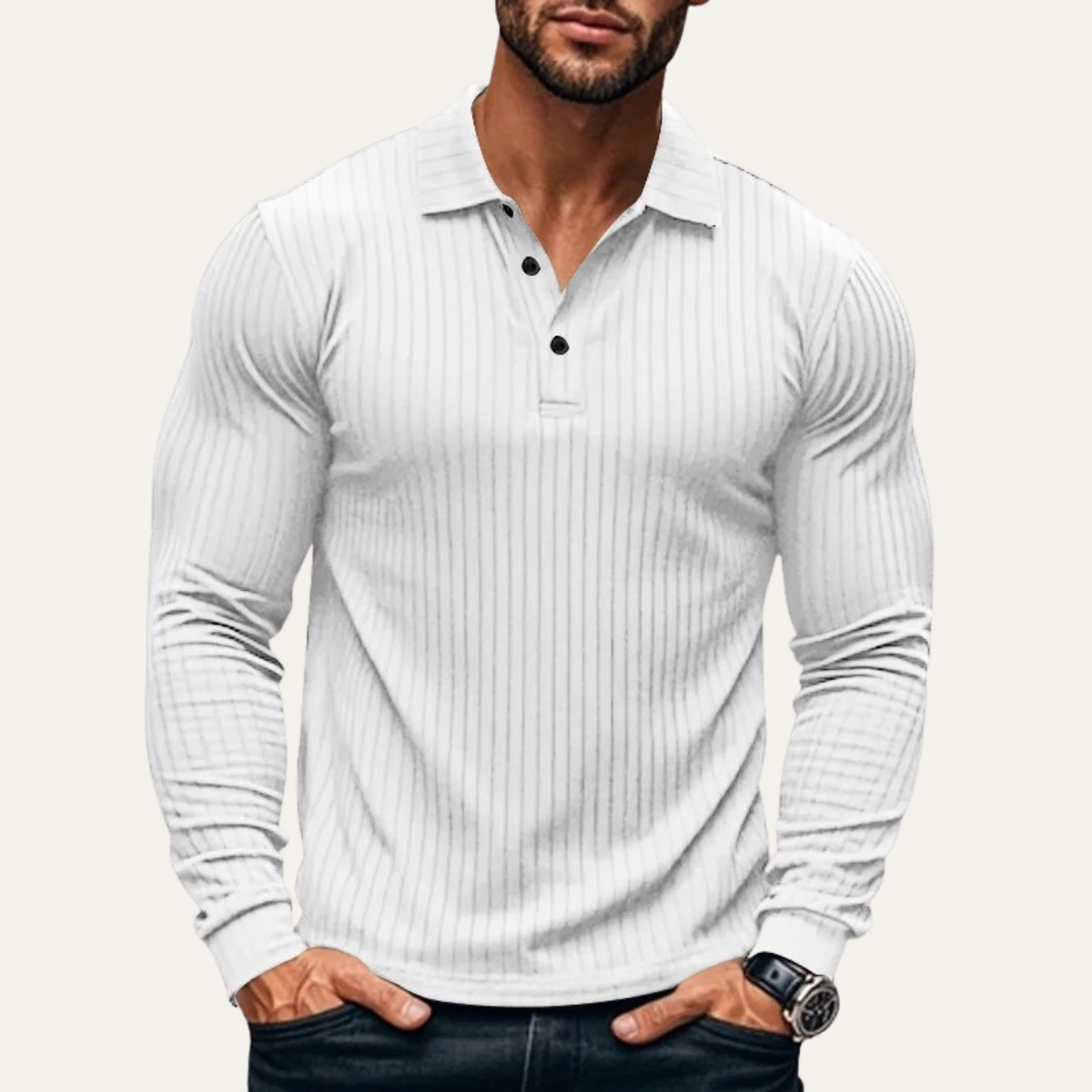 Men's Ribbed Knitted Polo Shirt