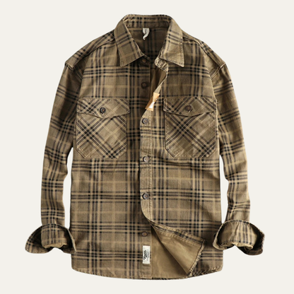 Men's Cotton Shirt Jacket Lightweight Checkered - VibreMode