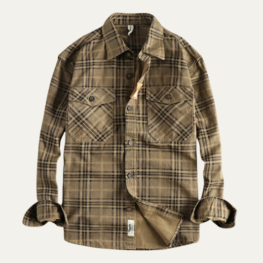 Men's Cotton Shirt Jacket Lightweight Checkered - VibreMode