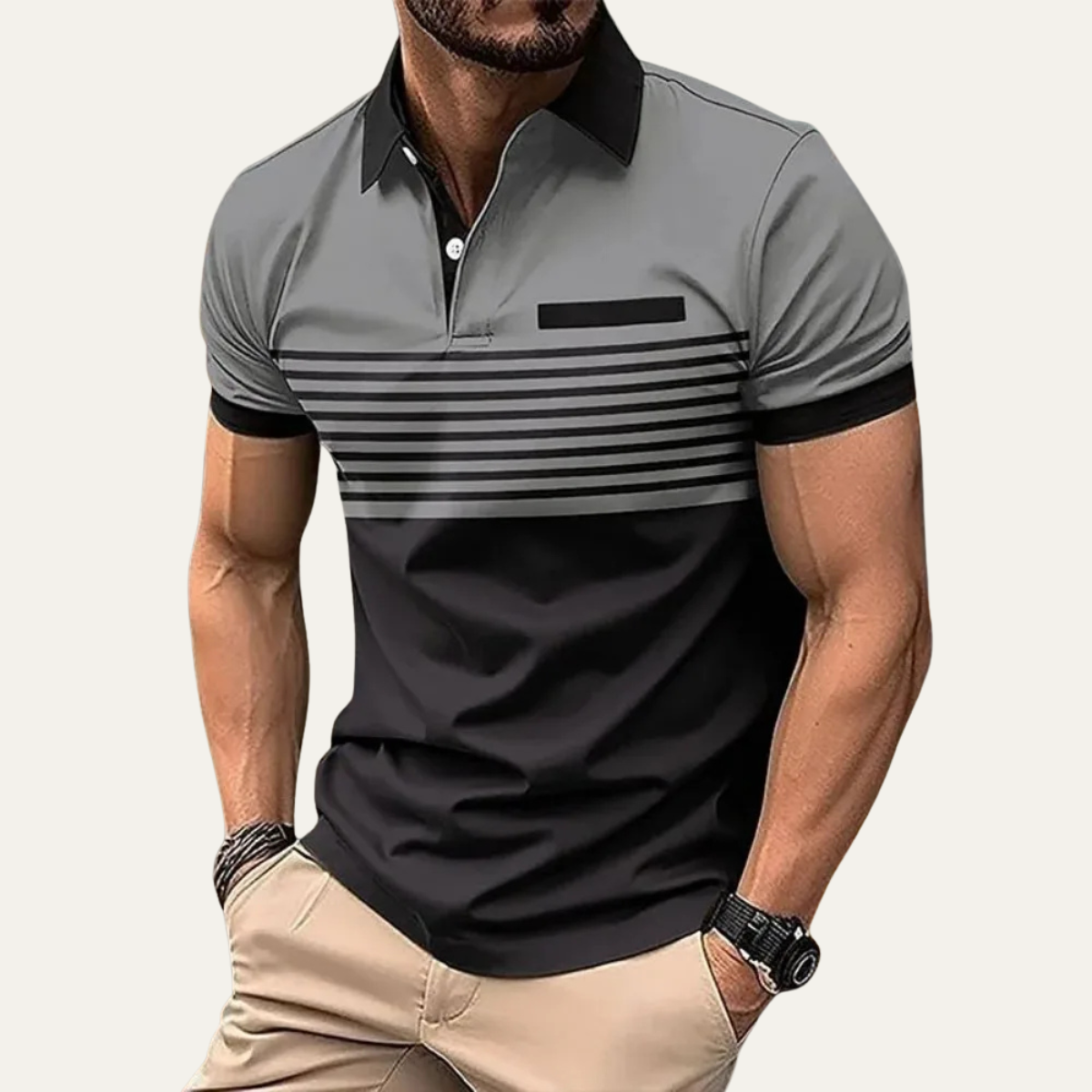 Men's Slim Fit Striped Polo Shirt