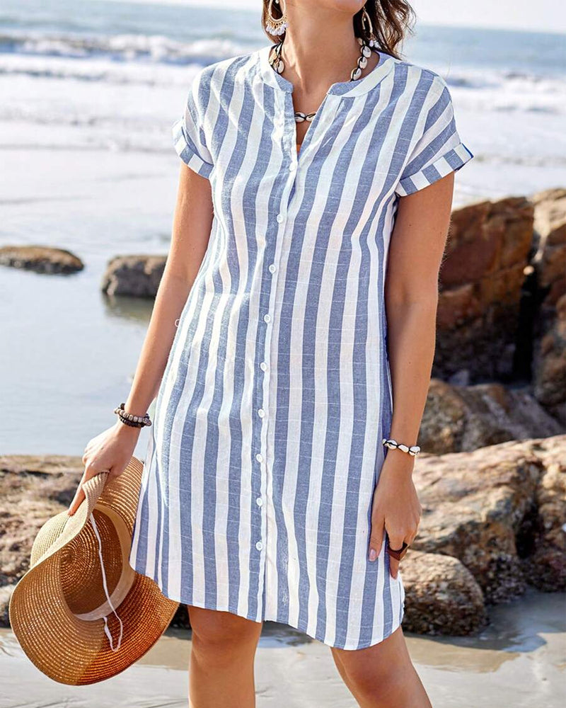 Casual Horizontal Stripe Sundress - VibreMode