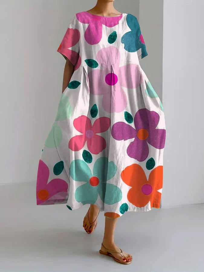 Vibrant Floral Midi Dress for Warm Summer Days