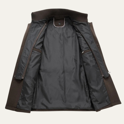 Men's Wool Blend Trench Coat Double Collar