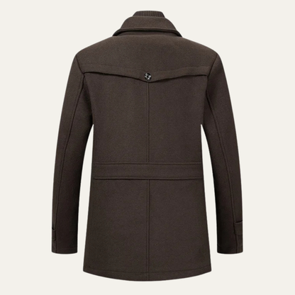 Men's Wool Blend Trench Coat Double Collar